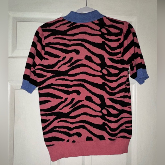 Saturday by Megan Ellaby Cara jacquard knit animal print polo top - Picture 6 of 9
